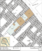 Plan masse et de situation. Extrait du plan cadastral, 1974, section AB. © Région Bourgogne-Franche-Comté, Inventaire du patrimoine