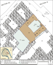 Plan masse et de situation. Extrait du plan cadastral, 1974, section AL. © Région Bourgogne-Franche-Comté, Inventaire du patrimoine