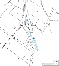 Plan-masse et de situation. Extrait du plan cadastral informatisé, 2006, section AL, 1ère feuille, échelle 1:2000. © Région Bourgogne-Franche-Comté, Inventaire du patrimoine