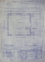 Gare de Dortan - Lavancia. Plan des bâtiments [détail : entrepôt, WC et abri], 1933. © Région Bourgogne-Franche-Comté, Inventaire du patrimoine