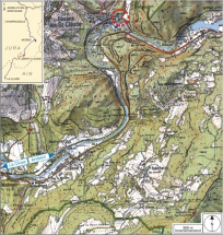 Carte et schéma de localisation. Carte topographique, IGN, 2000, dalle F086_052, échelle 1:25 000. Scan 25, licence n° 2008/CISE/2968. © Région Bourgogne-Franche-Comté, Inventaire du patrimoine