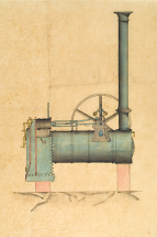 Plan d'ensemble des ateliers Frézard. Elévation de la machine à vapeur. © Région Bourgogne-Franche-Comté, Inventaire du patrimoine