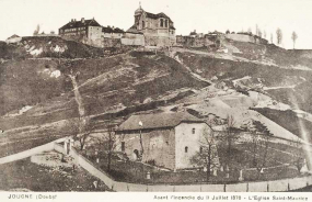JOUGNE (Doubs). Avant l'incendie du 11 juillet 1870- L'Eglise Saint-Maurice. © Région Bourgogne-Franche-Comté, Inventaire du patrimoine