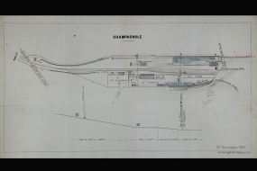 Gare de Champagnole. Plan indiquant les locations et les embranchements particuliers, 1875. © Région Bourgogne-Franche-Comté, Inventaire du patrimoine