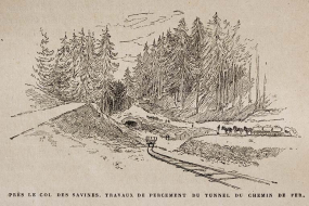 Près le col des Savines. Travaux de percement du tunnel du chemin de fer, 1897. © Région Bourgogne-Franche-Comté, Inventaire du patrimoine