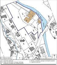 Plan-masse et de situation. Extrait du plan cadastral numérisé, 2008, section D, échelle 1:1250. Source : Direction générale des Finances Publiques - Cadastre ; mise à jour : 2008. © Région Bourgogne-Franche-Comté, Inventaire du patrimoine