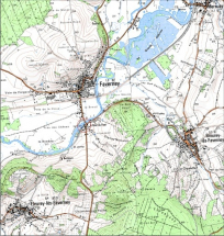 Carte de localisation. Carte topographique au 1:25000, I.G.N., Faverney, 3320 E. SCAN 25 © IGN - 2008, Licence n°2008CISE29-68. © Région Bourgogne-Franche-Comté, Inventaire du patrimoine