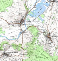 Carte de localisation. Carte topographique au 1:25000, I.G.N., Faverney, 3320 E. SCAN 25 © IGN - 2008, Licence n°2008CISE29-68. © Région Bourgogne-Franche-Comté, Inventaire du patrimoine