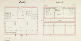 Plan des combles et du sous-sol du bureau des douanes. © Région Bourgogne-Franche-Comté, Inventaire du patrimoine