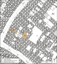 Plan masse et de situation. Extrait du plan cadastral, 1974, section AI. © Région Bourgogne-Franche-Comté, Inventaire du patrimoine