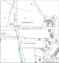 Plan de situation. Extrait du plan cadastral informatisé, 2007, section unique, échelle 1:2000. © Région Bourgogne-Franche-Comté, Inventaire du patrimoine