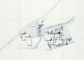 Lycée mixte de Pontarlier. Esquisse n° 3 EP 04. Plan-masse, 1964. © Région Bourgogne-Franche-Comté, Inventaire du patrimoine