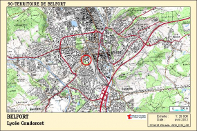 Carte de localisation. Carte topographique, IGN, 2012, dalle 0930-2310-L2E, échelle 1:25 000. © Région Bourgogne-Franche-Comté, Inventaire du patrimoine