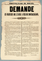 Affiche de demande en maintien de l’usine à fer de Bourguignon, 1851. © Région Bourgogne-Franche-Comté, Inventaire du patrimoine