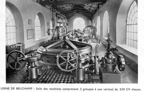 Usine de Belchamp. Salle des machines. Photogr., s.n., s.d. [vers 1935]. © Région Bourgogne-Franche-Comté, Inventaire du patrimoine