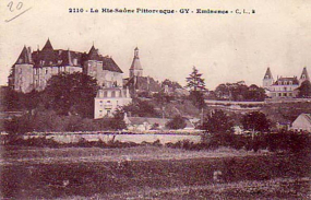 Vue nord-ouest du château sur une carte postale ancienne © Archives départementales de la Haute-Saône