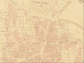 La ville basse sur le cadastre de 1837 (partie est) © Archives départementales de la Haute-Saône