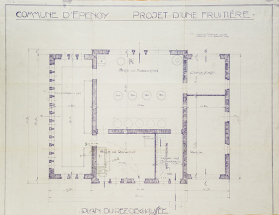 Commune d’Epenoy. Projet d’une fruitière. Plan du rez-de-chaussée, 1929. © Région Bourgogne-Franche-Comté, Inventaire du patrimoine