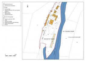 Plan-masse et de situation. Extrait du plan cadastral, 2015, section C. © Région Bourgogne-Franche-Comté, Inventaire du patrimoine