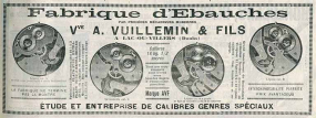 [Publicité pour la] Fabrique d'Ebauches Vve A. Vuillemin & Fils à Lac-ou-Villers (Doubs), 1er janvier 1905. © Région Bourgogne-Franche-Comté, Inventaire du patrimoine