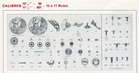 Calibres 10 1/2''' - 90 [et] 11 1/2''' - 901 - 15 à 17 Rubis [fournitures des calibres Parrenin HP 90 et HP 901], 1973. © Région Bourgogne-Franche-Comté, Inventaire du patrimoine