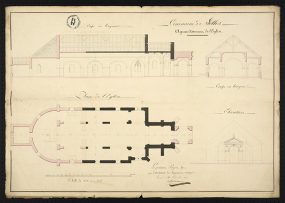 Plan de l'agrandissement de l'église (1827). © Région Bourgogne-Franche-Comté, Inventaire du patrimoine