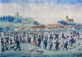 La fête de Rupt [vue générale depuis le sud], 1860. © Région Bourgogne-Franche-Comté, Inventaire du patrimoine
