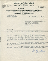 Papier à en-tête de la société Dombald, 20 août 1948. © Région Bourgogne-Franche-Comté, Inventaire du patrimoine