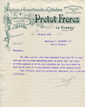 Papier à en-tête de la société Prétot Frères, 26 avril 1926. © Région Bourgogne-Franche-Comté, Inventaire du patrimoine