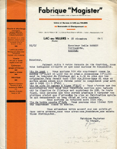 Papier à en-tête de la société Magister, 18 décembre 1947. © Région Bourgogne-Franche-Comté, Inventaire du patrimoine