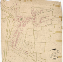 Plan du village extrait du plan cadastral,1821. © Région Bourgogne-Franche-Comté, Inventaire du patrimoine