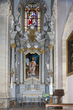 Bas-côté sud, chapelle axiale, autel et retable. © Région Bourgogne-Franche-Comté, Inventaire du patrimoine