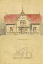 Projet de construction d'un chalet-modèle. Façade principale et façade sud, 1906. © Région Bourgogne-Franche-Comté, Inventaire du patrimoine