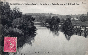 La Saône en aval du pont, carte postale. © Région Bourgogne-Franche-Comté, Inventaire du patrimoine