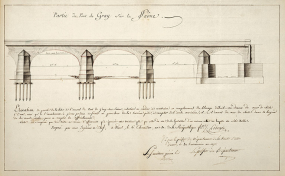 Dessin d'une partie du pont (1802). © Région Bourgogne-Franche-Comté, Inventaire du patrimoine