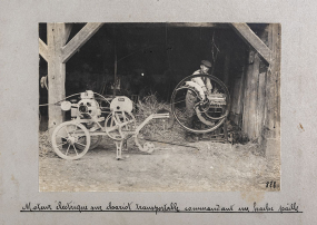 Moteur électrique sur chariot transportable commandant un hache paille, 1ère moitié 20e siècle. © Région Bourgogne-Franche-Comté, Inventaire du patrimoine