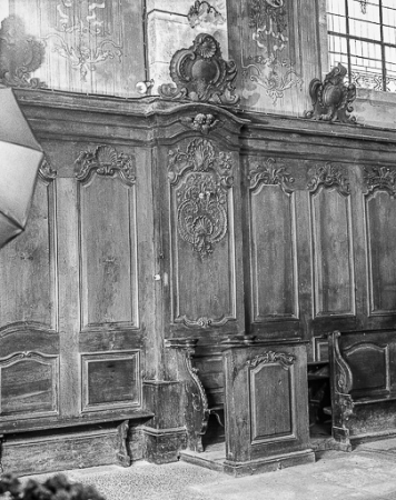 Stalles, 4e et 5e panneau des boiseries, côté droit : vue d'ensemble. © Région Bourgogne-Franche-Comté, Inventaire du patrimoine