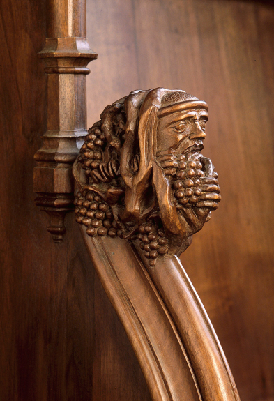 Appuie-main dans la cathédrale Saint-Pierre, Saint-Paul et Saint-André de Saint-Claude (39) © phot. J. Mongreville, Région Bourgogne-Franche-Comté, inventaire du patrimoine, 1998