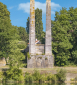 Pylônes de l'ancien pont suspendu de Chauvort, Allerey-sur-Saône (71) © phot. T. Kuntz, Région Bourgogne-Franche-Comté, Inventaire du patrimoine, 2020