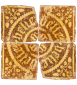 Détail de carreaux de pavement (fragments archéologiques) du château de Châteauneuf (21) © phot. T. Kuntz, Région Bourgogne-Franche-Comté, Inventaire du patrimoine, 2015