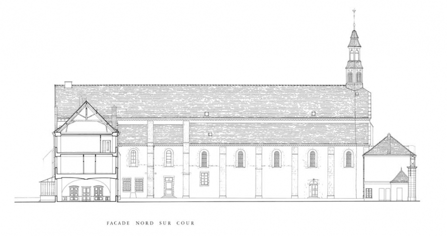  abbaye hôpital : façade nord sur cour © Claudine Hugonnet-Berger / Région Bourgogne-Franche-Comté, Inventaire du patrimoine - 2012