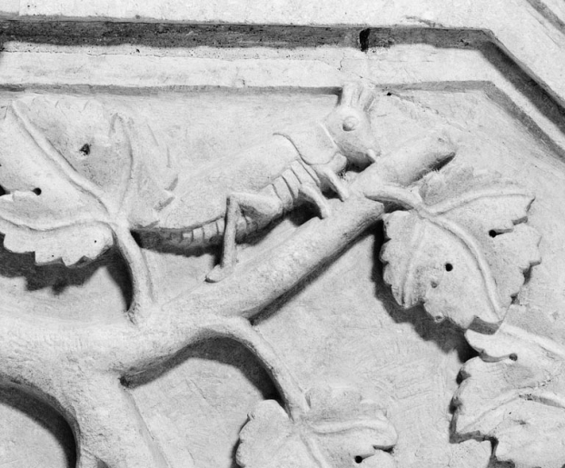 Détail de la rampe : sauterelle. © Michel Rosso / Région Bourgogne-Franche-Comté, Inventaire du patrimoine - 1978