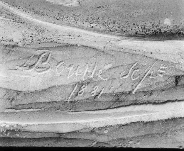 Détail de la signature. © Michel Rosso / Région Bourgogne-Franche-Comté, Inventaire du patrimoine - 1979