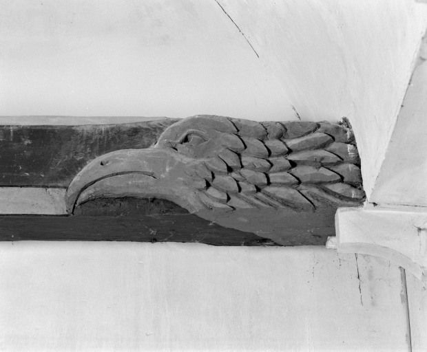 Charpente de la nef, détail du 1er entrait © Michel Thierry / Région Bourgogne-Franche-Comté, Inventaire du patrimoine - 1986