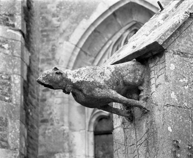 Gargouille sur le contrefort gauche de la chapelle droite. © Jean-Luc Duthu / Région Bourgogne-Franche-Comté, Inventaire du patrimoine - 1987
