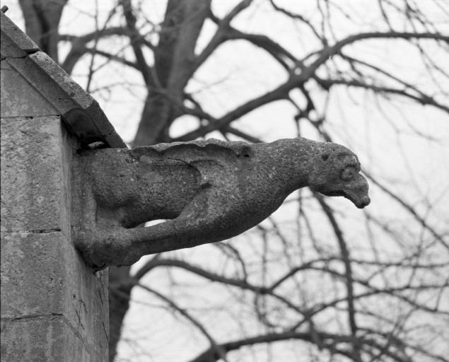 Gargouille sur le contrefort droit de la chapelle droite. © Jean-Luc Duthu / Région Bourgogne-Franche-Comté, Inventaire du patrimoine - 1987