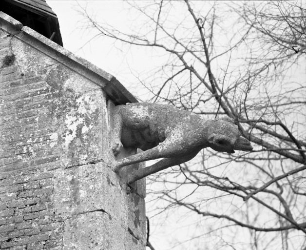 Gargouille sur le contrefort antérieur du choeur. © Jean-Luc Duthu / Région Bourgogne-Franche-Comté, Inventaire du patrimoine - 1987