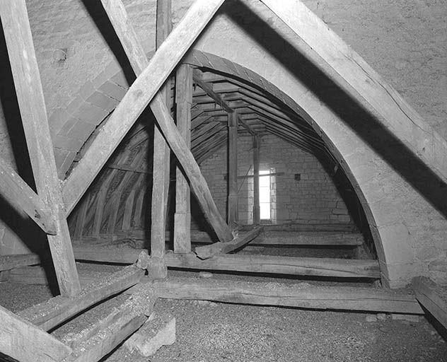 Comble : charpentes de la nef et du choeur. © Jean-Luc Duthu / Région Bourgogne-Franche-Comté, Inventaire du patrimoine - 1995