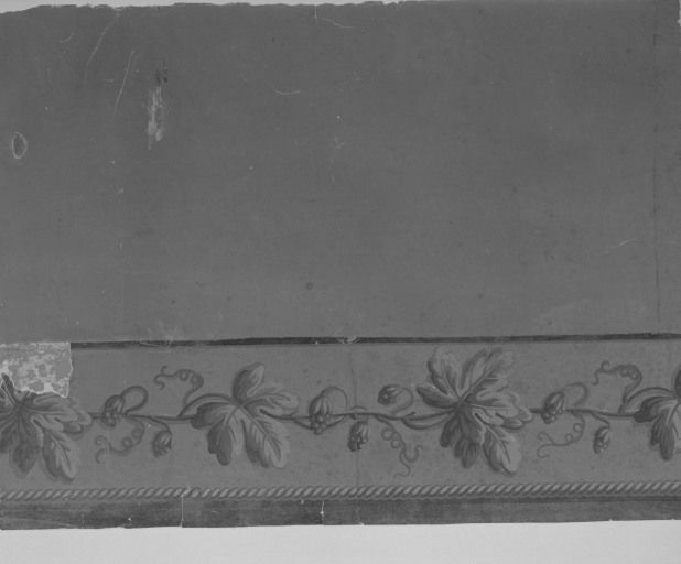 Chambre du Roi : détail, ancien papier peint. © Michel Thierry / Région Bourgogne-Franche-Comté, Inventaire du patrimoine - 1999