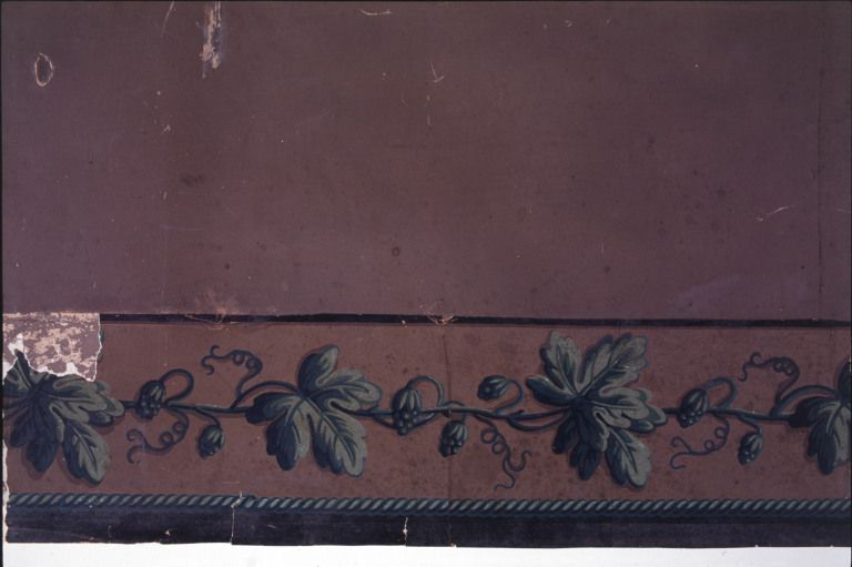 Chambre du Roi : détail, ancien papier peint. © Michel Thierry / Région Bourgogne-Franche-Comté, Inventaire du patrimoine - 1999